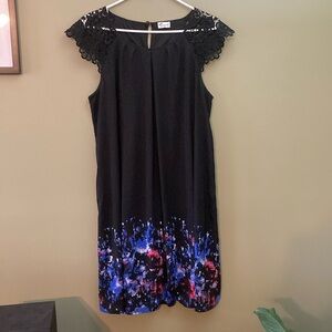 Thyme Maternity Black and Blue Sheath Dress Sleeveless Midi